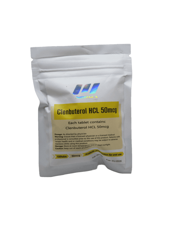 Clenbuterol by Norma Pharma - 50 Tablets at 50mcg Clenbuterol by Norma Pharma, 50 tablets dosed at 50mcg each, ideal for weight loss and energy boost.