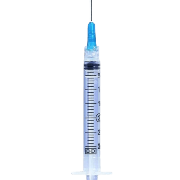 Pack of 10 syringes, 25 gauge with 3ml capacity for reliable injection use.