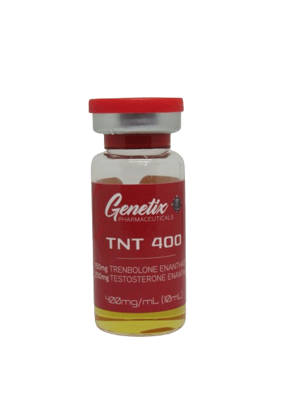 TNT 400 by Genetix Pharma - Potent Anabolic Blend for Muscle Growth TNT 400 vial by Genetix Pharma featuring a blend of Trenbolone Enanthate and Testosterone Enanthate