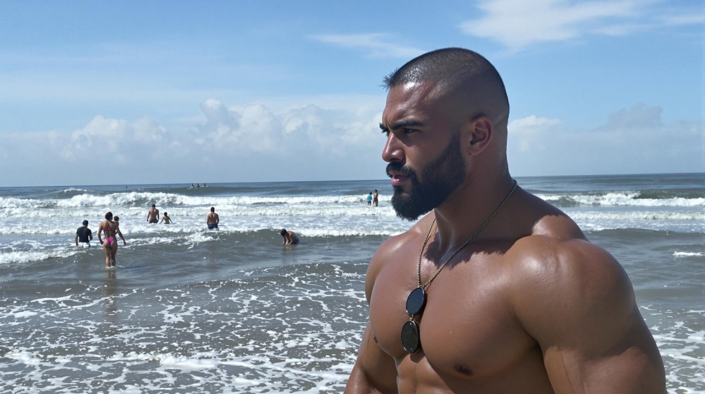 Bodybuilder beach
