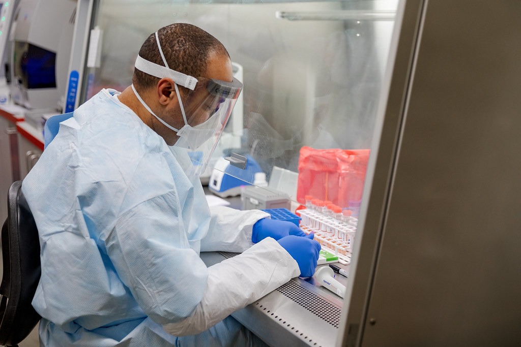 Laboratory scientist working with samples